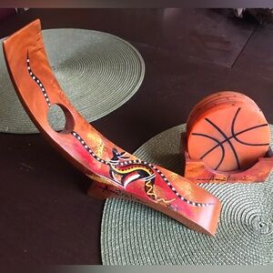 Hand Painted Australian Gravity Wine Bottle Holder & Coaster Caddy